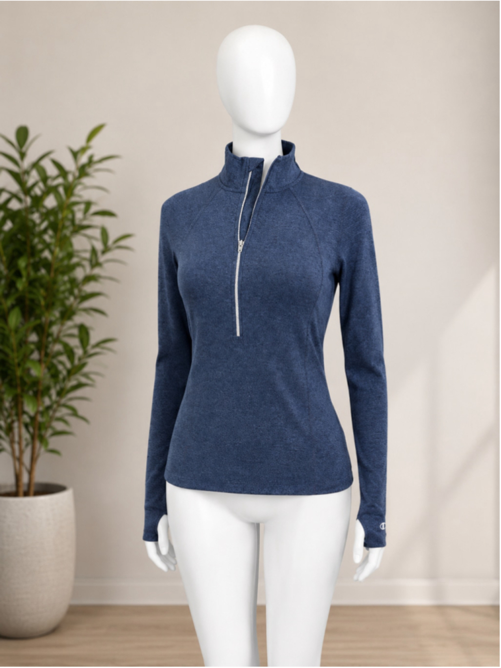 Champion C9 Women’s Run Half-Zip Pullover Military Blue Heather – Size XS - Picture 7 of 11